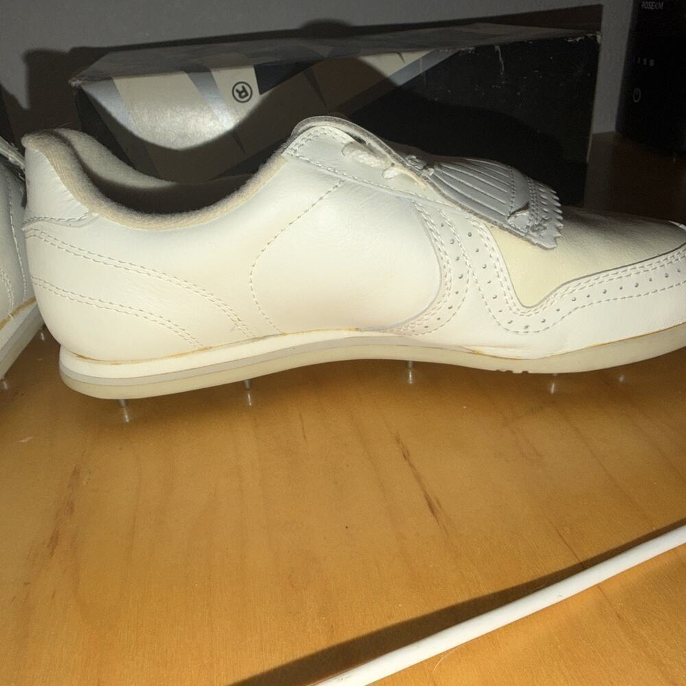 VTG Nike Golf Shoes Leather Fringe Flaps Metal Spikes White Women 8.5 Preowned - Picture 7 of 11